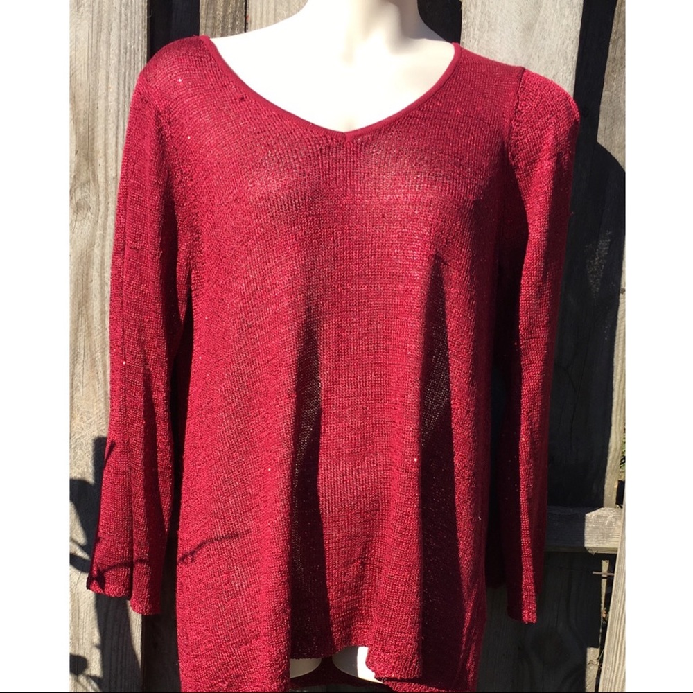 Beige by eci Red Berry Long Sleeve Sweater XL